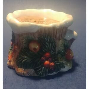 Rare Vintage 1996 Fitz & Floyd Christmas Tree stump Holiday Salt Shaker single